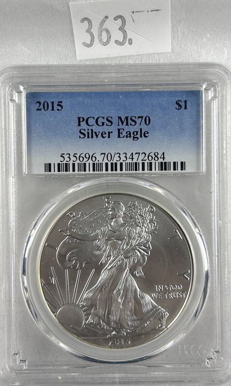 2015 Silver Eagle PCGS MS70. One Troy Oz. .999 Silver.