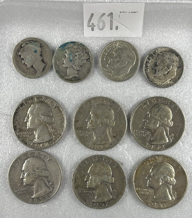 90% Silver Coins: (6) Washington Quarters.
