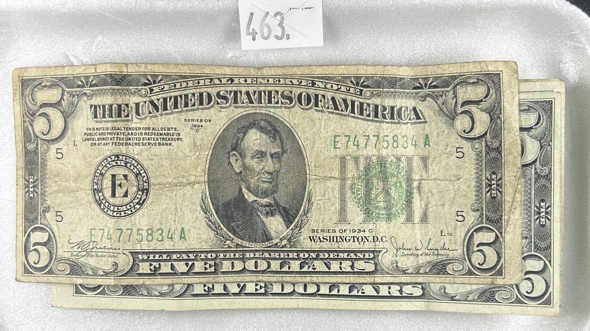 (2) $5.00 and (3) $10.00 FRN Variety.
