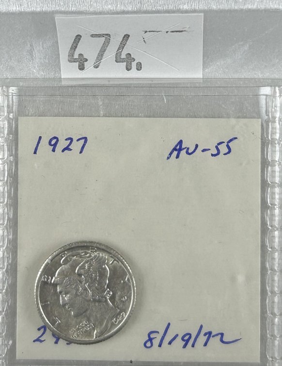 1927, 1935 Mercury Dimes AU, MS.