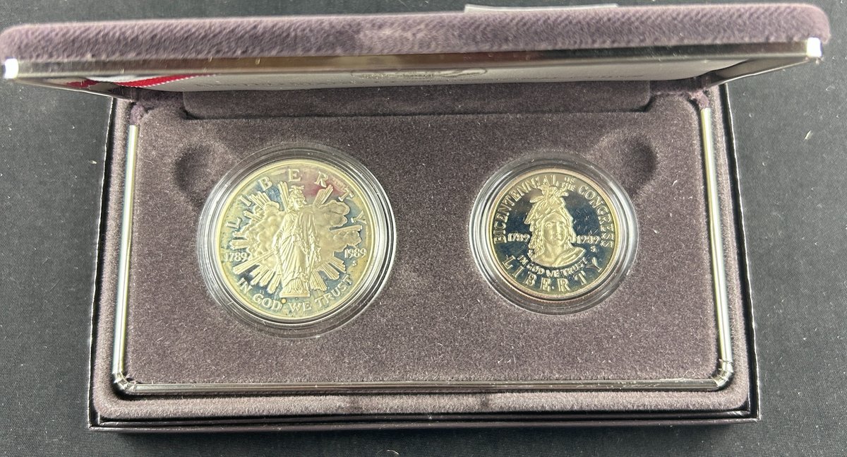 1989-S U.S. Congressional Coins Silver Dollar and Clad Half Dollar.