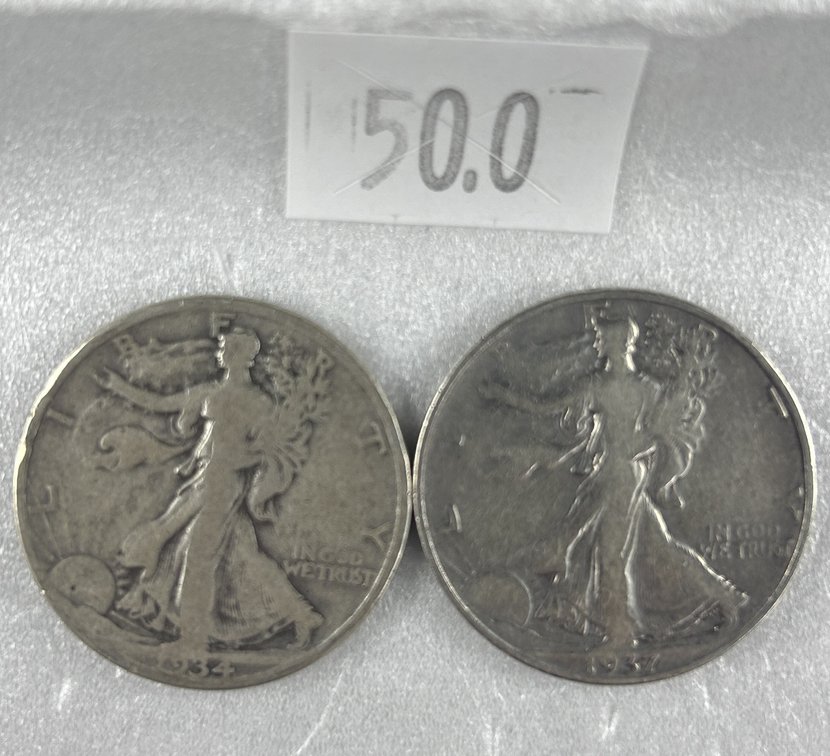 1934-D, 1937 Walking Liberty Half Dollars.