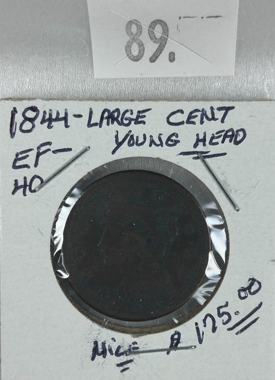 1844 Liberty Head "Young Head" Large Cent EF.