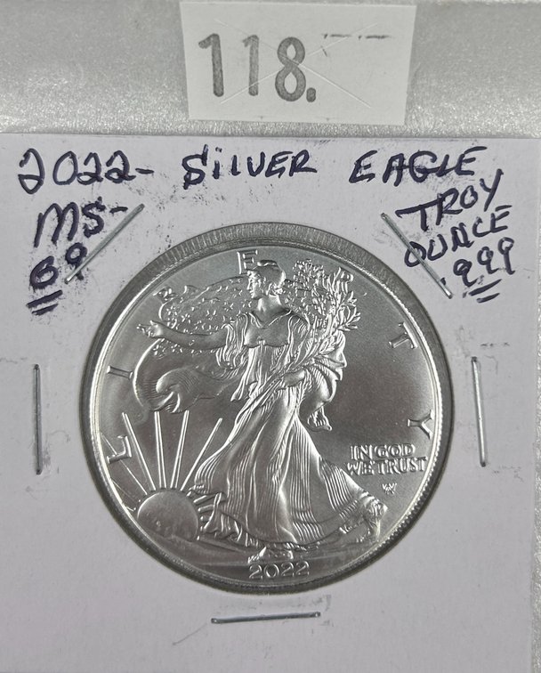 2022 Silver Eagle One Troy Oz. .999 Silver MS.