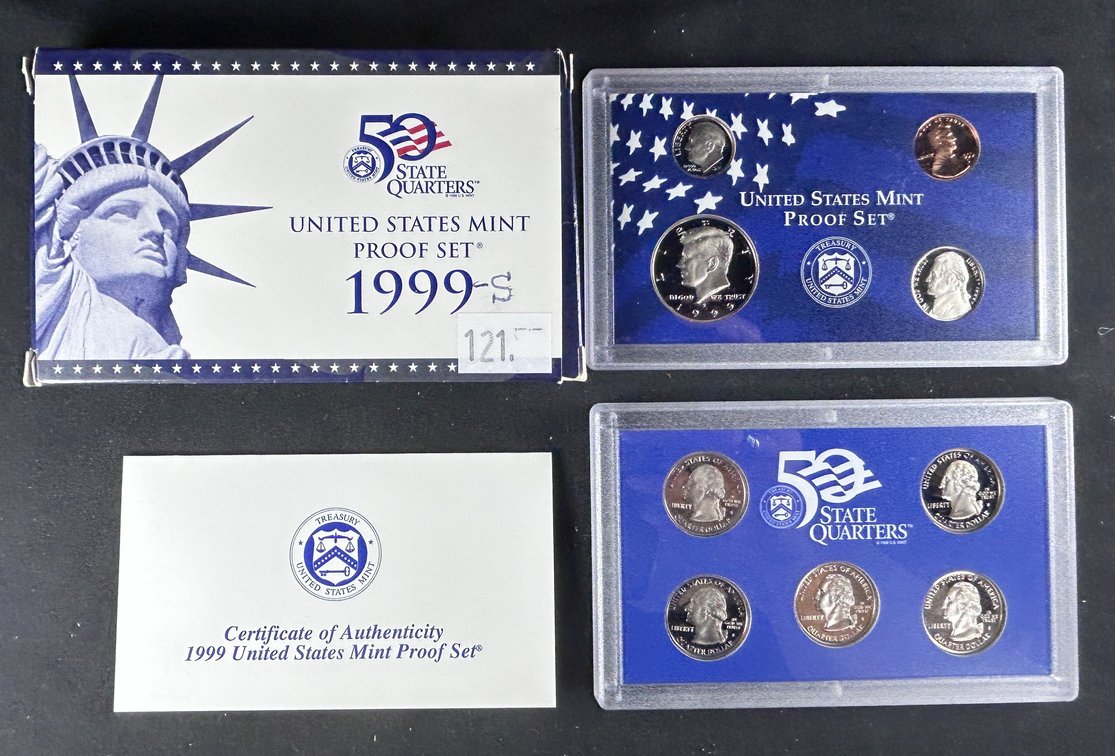 1999-S U.S. Mint Proof Set (9-coins) in original box with COA.