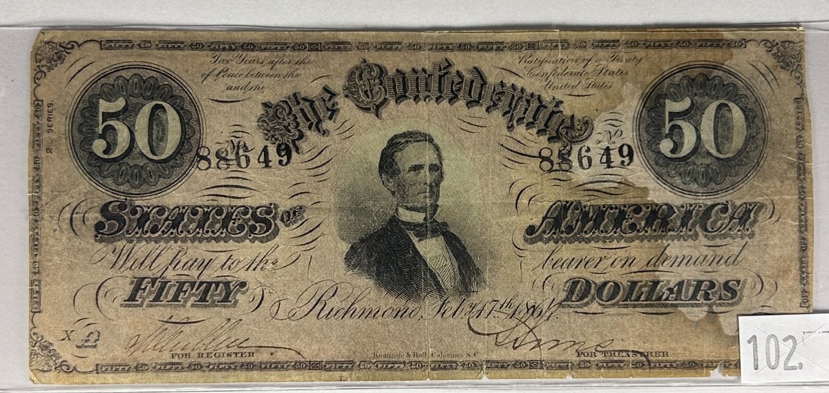 February 17th. 1864 $50 Confedrate States of America Note.