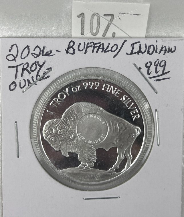 Sunshine Minting One Troy Oz. .999 Silver Buffalo/Indian Round.
