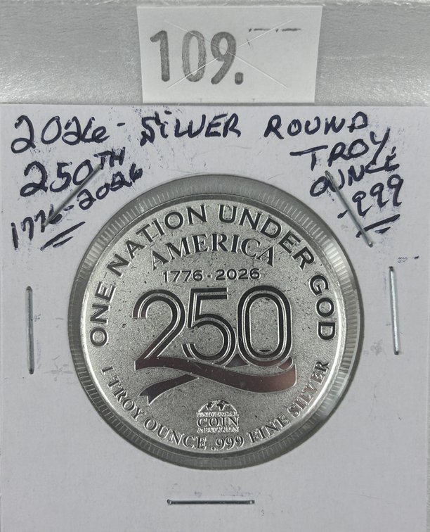 2026 One Troy Oz. .999 Silver 250 Years of Liberty and Justice for All.