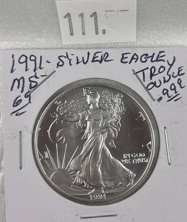 1991 Silver Eagle One Troy Oz. .999 Silver MS.