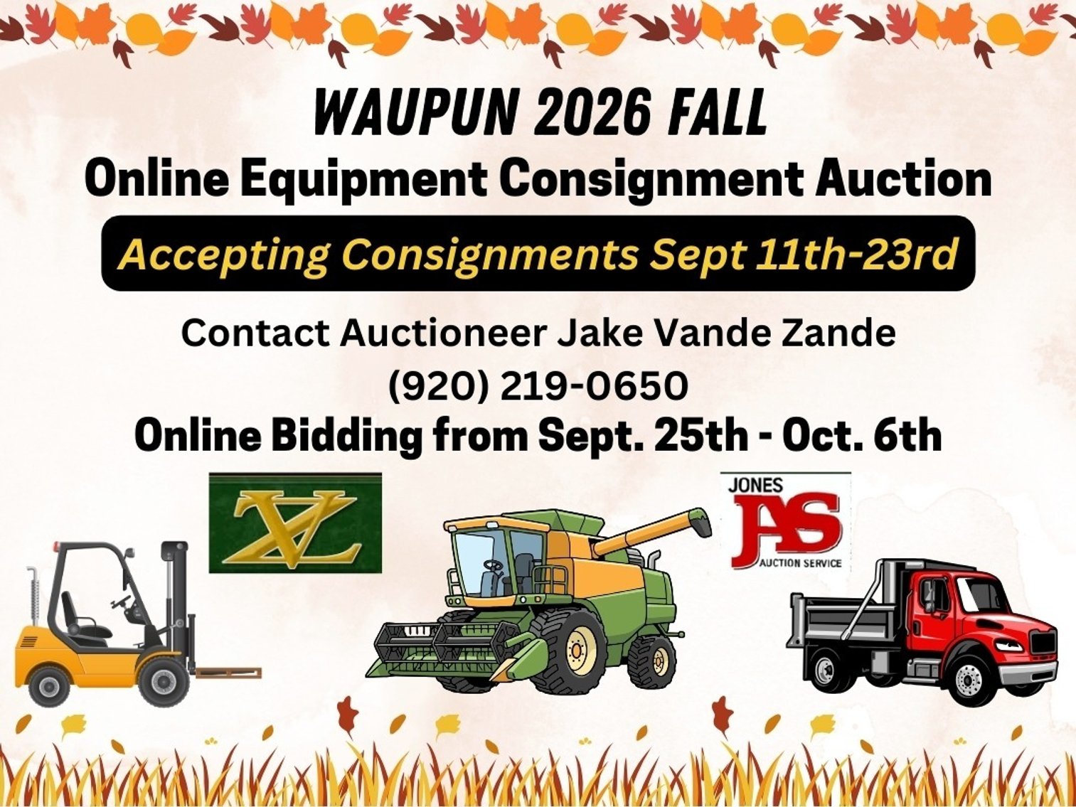 Image for Waupun 2026 Fall Consignment Auction Announcement