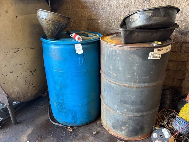 Image for (1)55 gal drum of used mixed oil and (2) empty 55gal steel drums