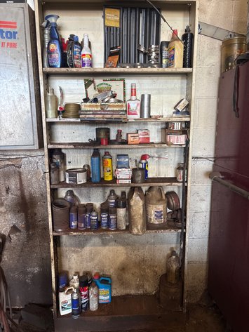 Image for Steel shelf, clamps, auto fluids and supplies