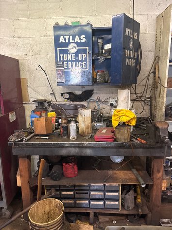 Image for Steel top workbench and cabinet with auto hardware and accesories