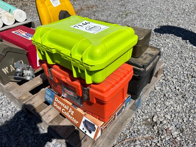 Image for D1. (3) empty hard cases, rockler jig collector and tool box with misc tools