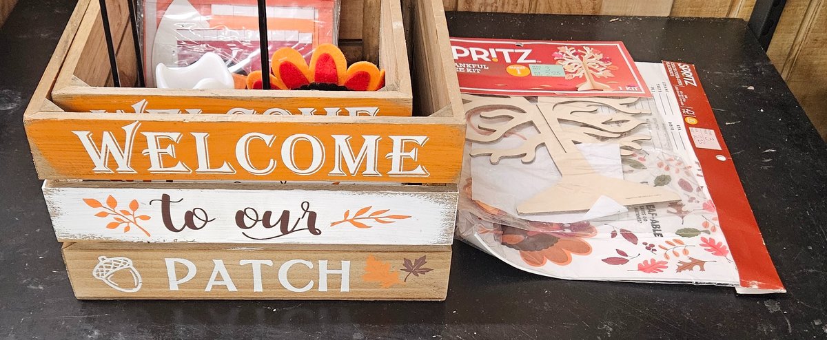 Fall Wooden Display Crates, Thanksgiving Craft Kits, and Decor