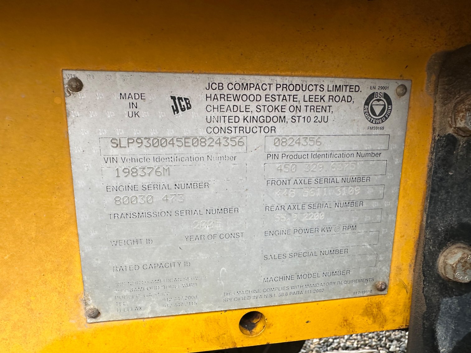 Image for 2005 JCB 930 Rough Terrain Forklift