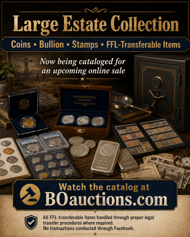 Image for Large Estate Collections Auction —Firearms, Coins, Bullion, Stamps, & more