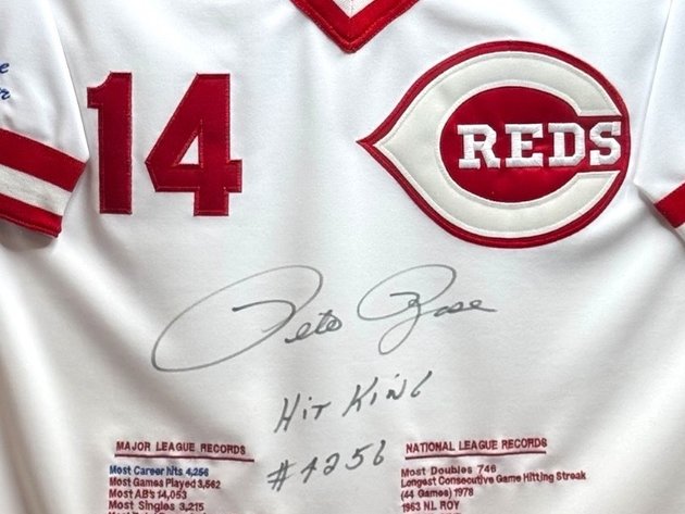 Image for Pete Rose “Hit King” Autographed Jersey - Authentic - Framed