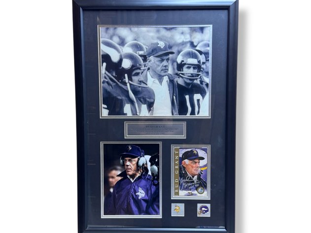Image for Bud Grant Autographed HOF Card + Framed Bud Grant Photos