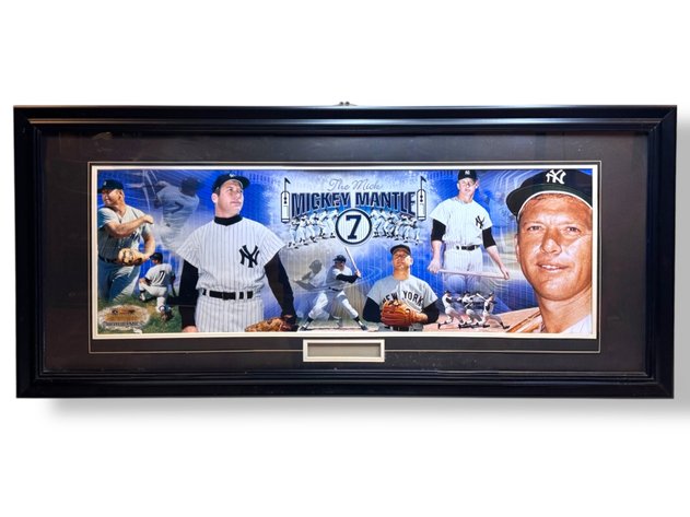 Image for Mickey Mantle “The Mick” NY Yankees Framed Panoramic Print 20” x 44”