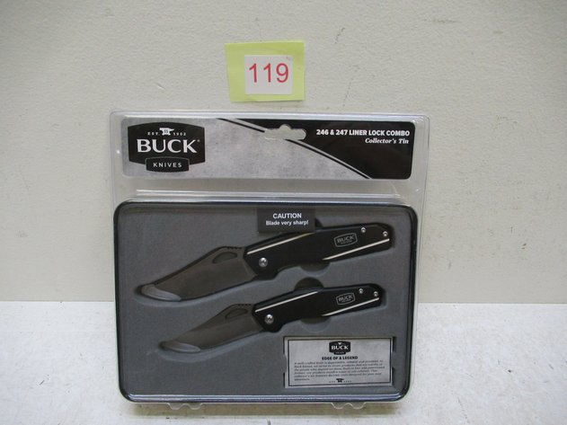 Image for Buck Collectible Tin With 2 Folding Knives