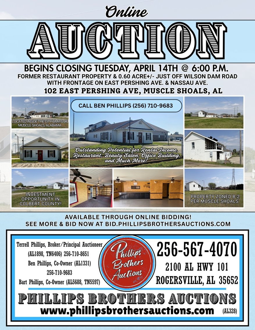 Image for Online Auction!  Former Restaurant Building & 0.60 Acre+/- in Muscle Shoals, Alabama!