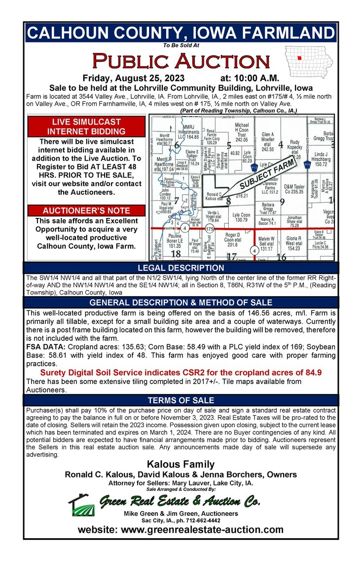 Image for Calhoun County, IA Land Auction!