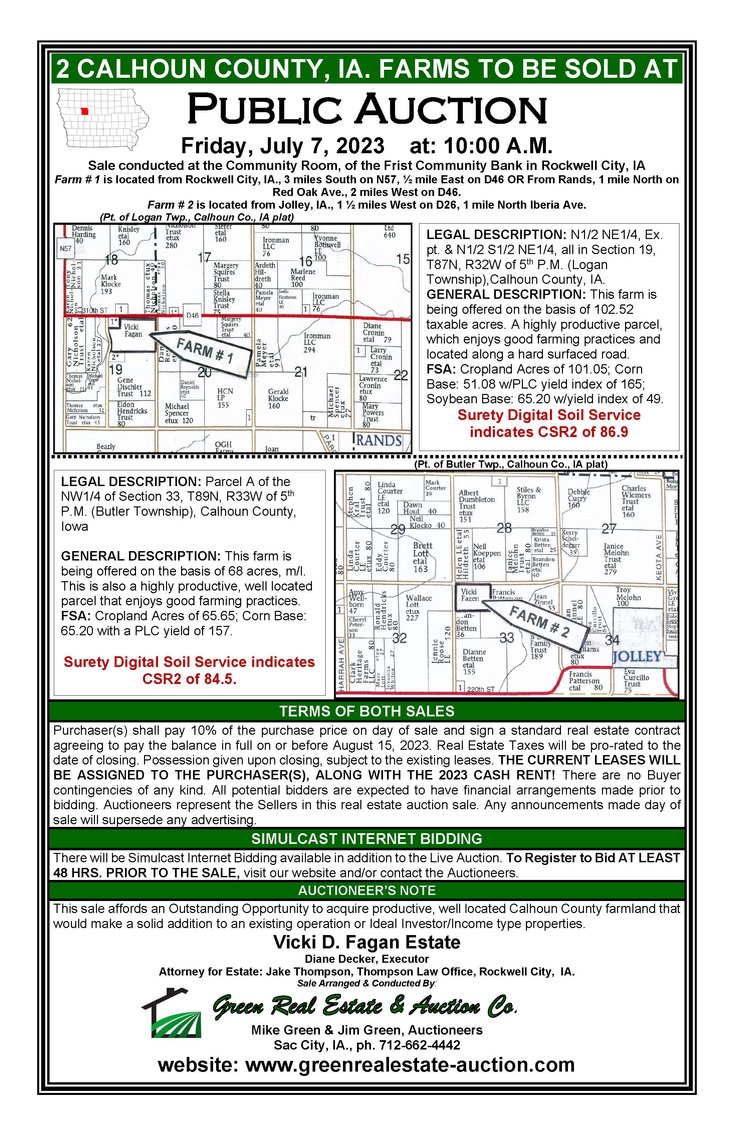Image for Calhoun County, IA Land Auction!