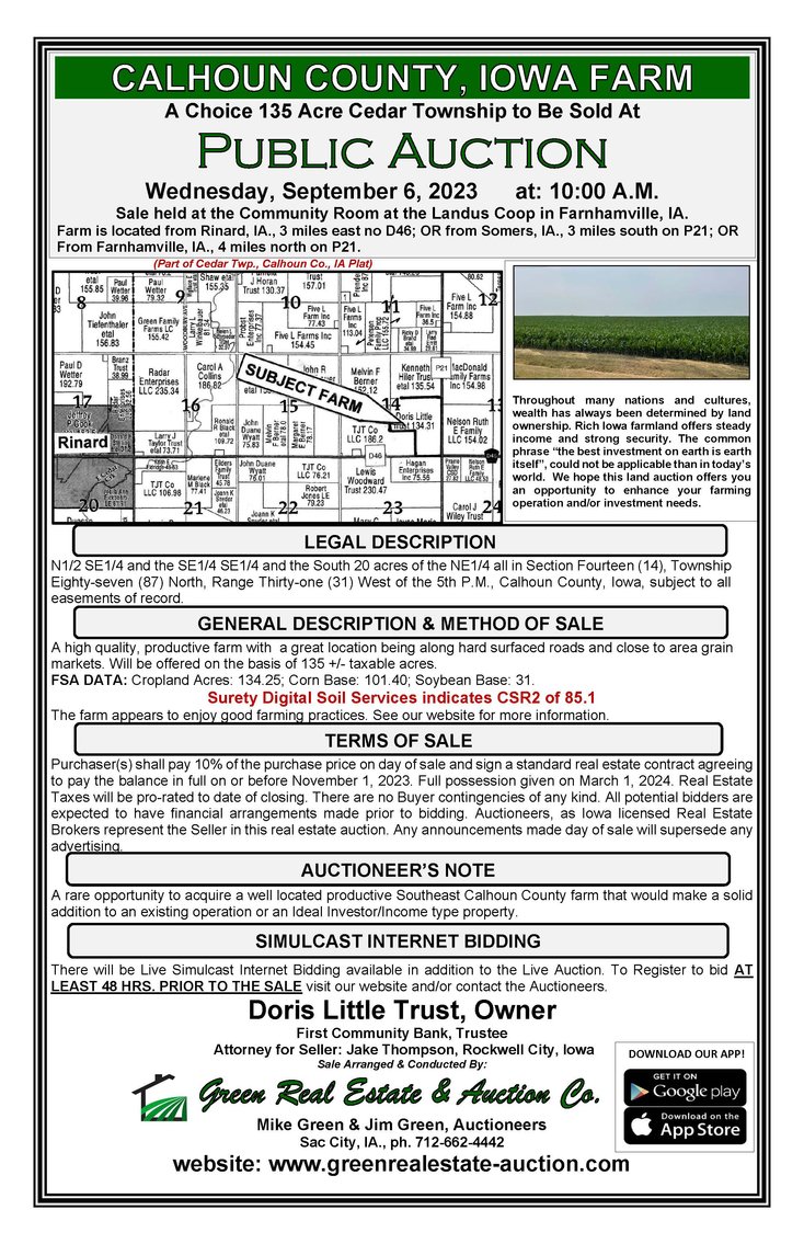 Image for Calhoun County, IA Land Auction!