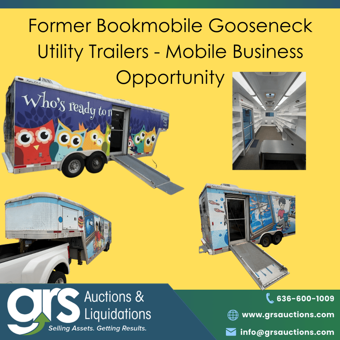 Image for Former Bookmobile Gooseneck Utility Trailers - Mobile Business Opportunity