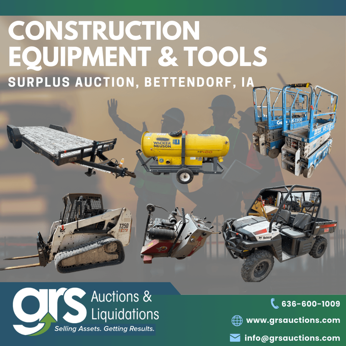 Construction Equipment & Tools Surplus Auction - Bettendorf, IA
