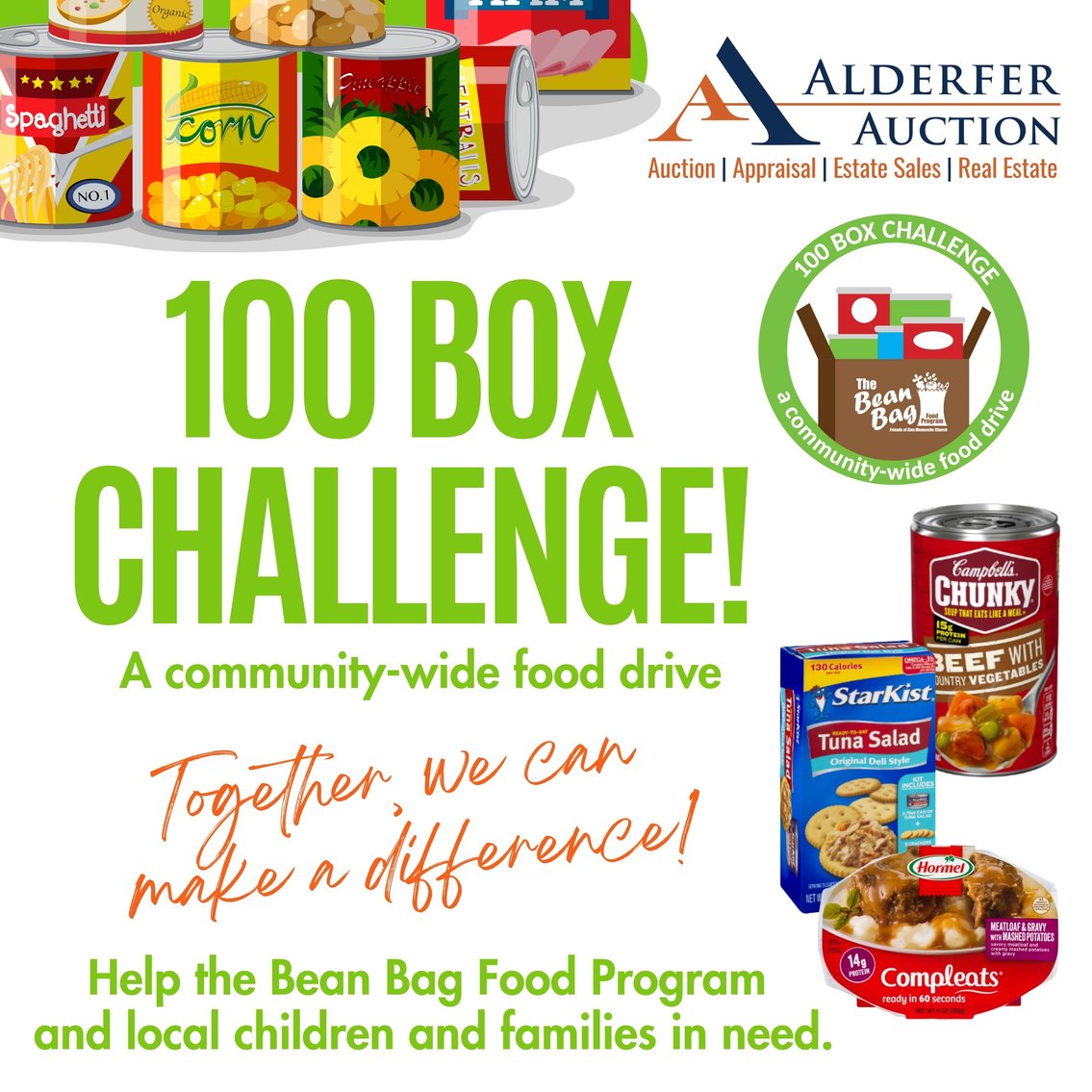 Image for 100 Box Challenge | A Community-Wide Food Drive For The Bean Bag Food Program | March 1- 28, 2025
