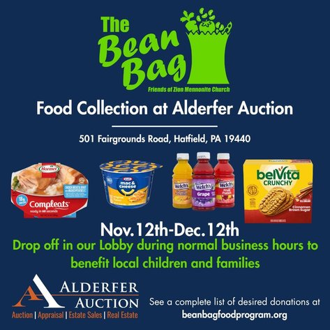 Image for Bean Bag Program Food Collection At Alderfer Auction in Hatfield through December 12th