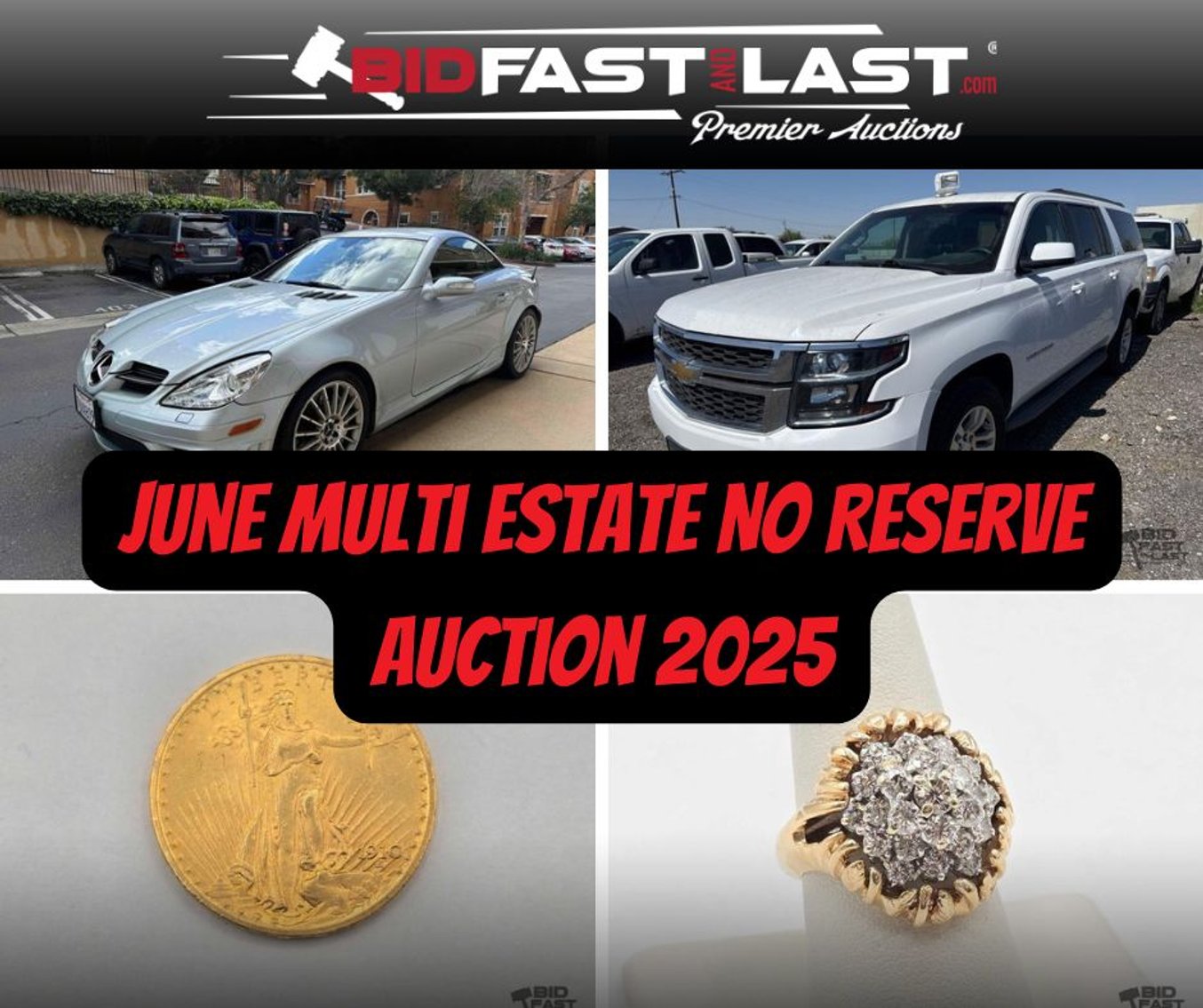 Image for Vehicles, Jewelry & Gold Coins June Multi Estate No Reserve Auction 2025