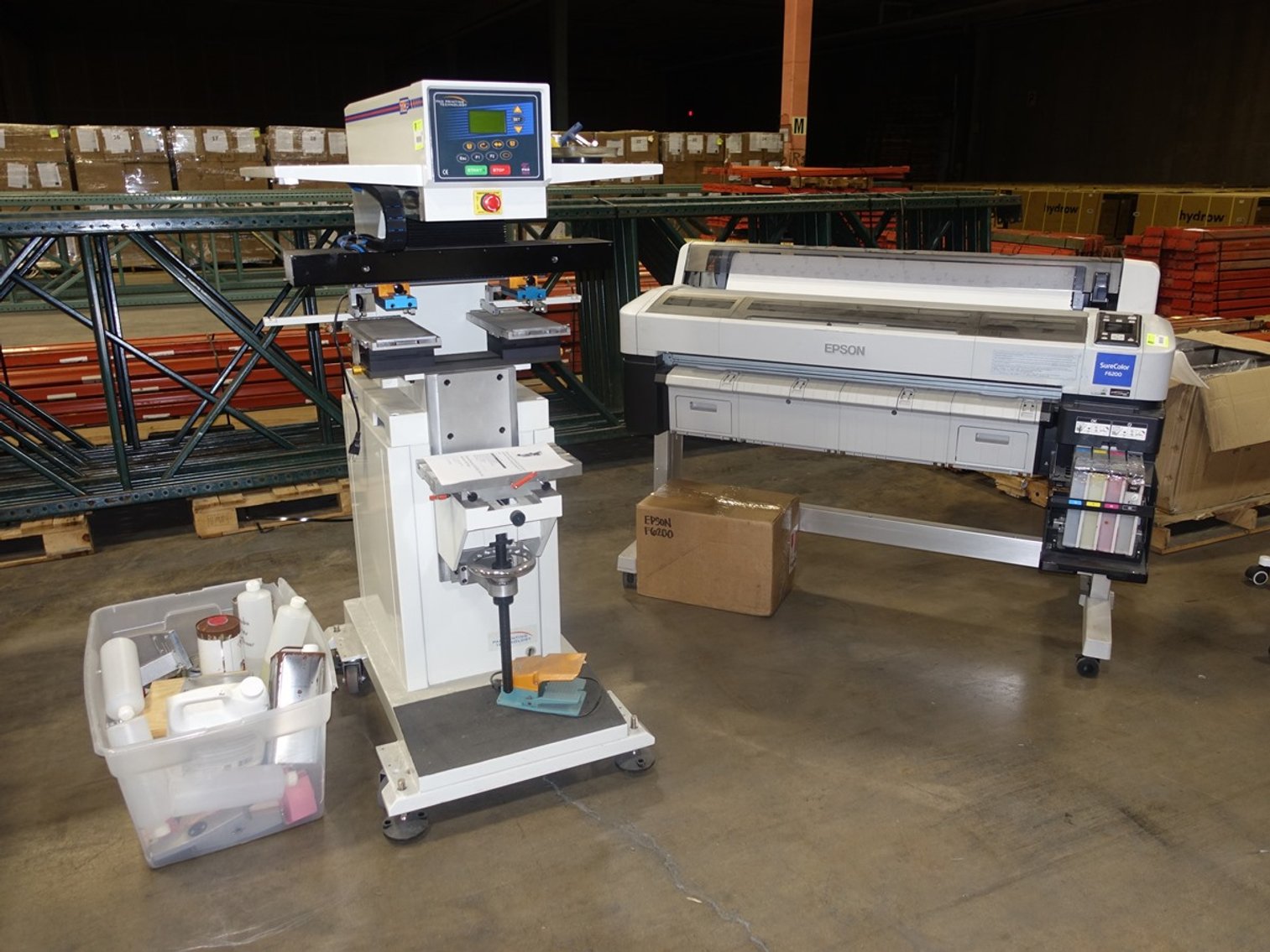 Image for Warehouse Equip, Branding/Printing Equip,  NEW Bathroom Vanities, NEW Sunbeam Fire Pits/Tables & More