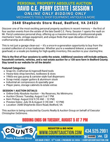 Image for DAVID C.E. PERRY ESTATE | SESSION 1 ONLINE ONLY ABSOLUTE AUCTION