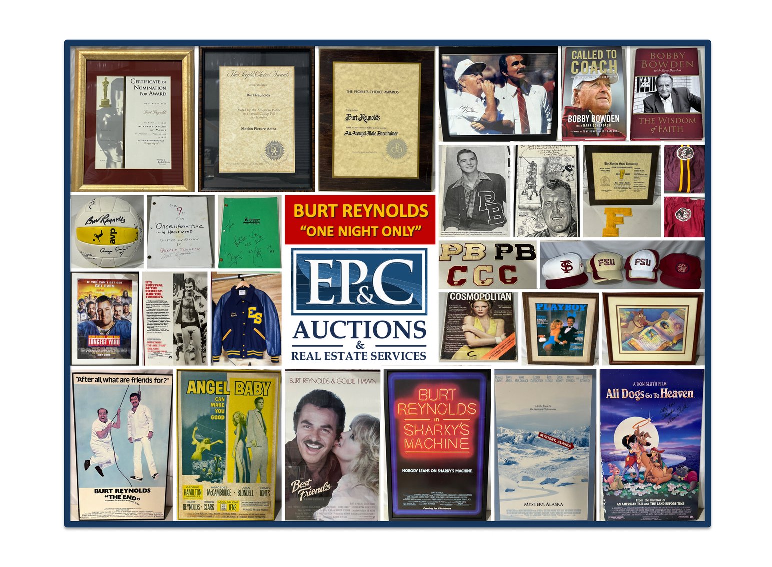 Image for Join us for an extraordinary event celebrating the legendary life of Burt Reynolds!  Live and Online Auction at The Lyric Theatre in Stuart!