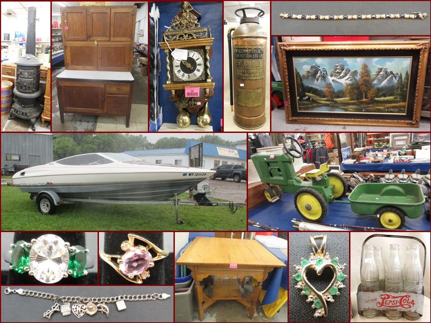 Image for Bayliner Boat, Pedal Tractor, Sterling Silver and Antiques (pink tag)