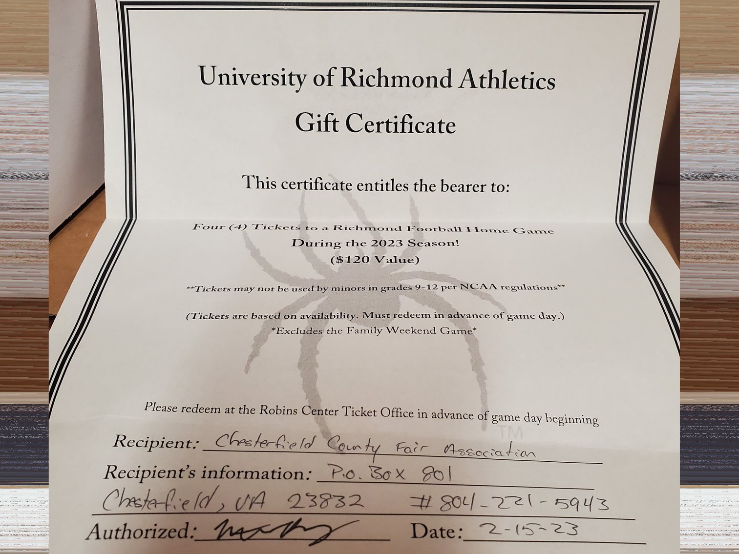 Image for Over $5,500 Raised! Chesterfield County Fair Scholarship Auction