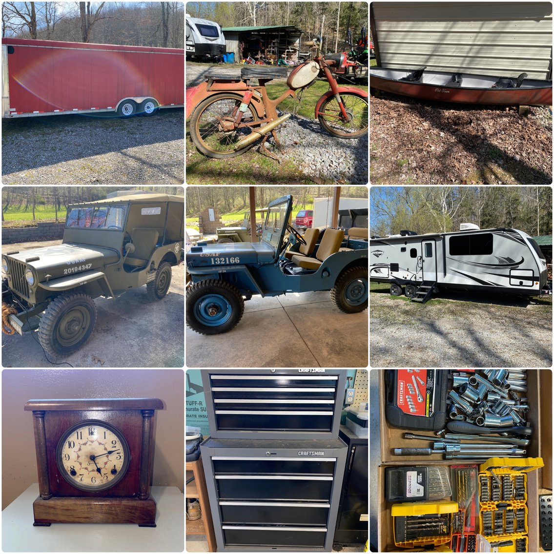 Image for Buckhannon, WV – Estate Auction: Willys Jeeps, ’19 Jayco Camper, Woodworking Tools, Antiques and Collectibles!