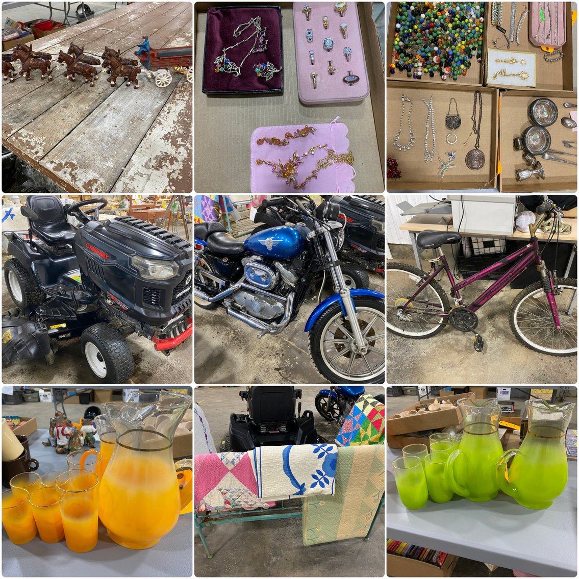 Image for Shinnston, WV – 92 H-D Sportster, Troy Bilt Super Bronco mower, Quilts, Glassware, Antiques, Collectibles, and More!