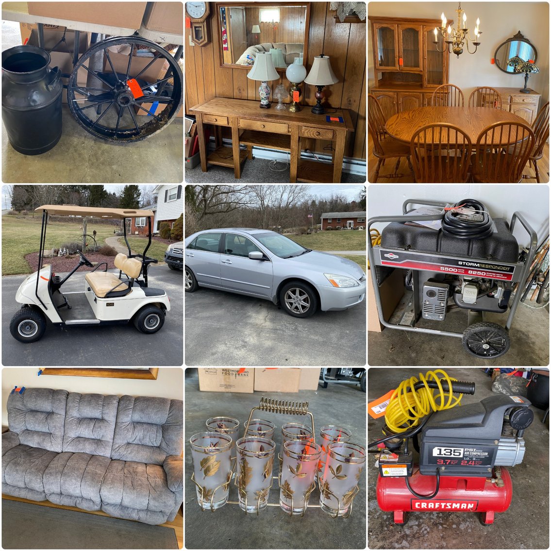 Image for Rostraver, PA - Online Estate Auction: Household Items, Furniture, Glassware, Power/Hand Tools, Honda Accord, Golfcart, and Much More!