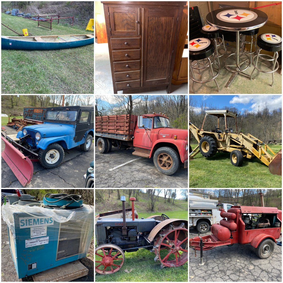 Image for Oakdale, PA – ’68 International, ’65 Jeep CJ5, ’33 Case Model C, Antiques, Farm Implements, Vintage Car Parts, Antique Furniture, and MORE!