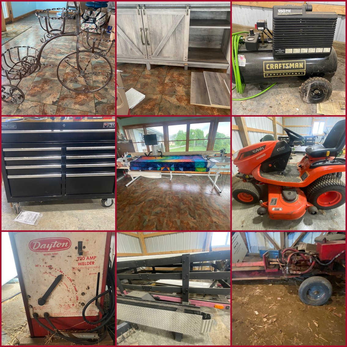 Image for Washington, PA – AWD Kubota Diesel Riding Mower, Like New Quilting Machine, Air Compressors, Tools, Electric Mower, Tools and household items!