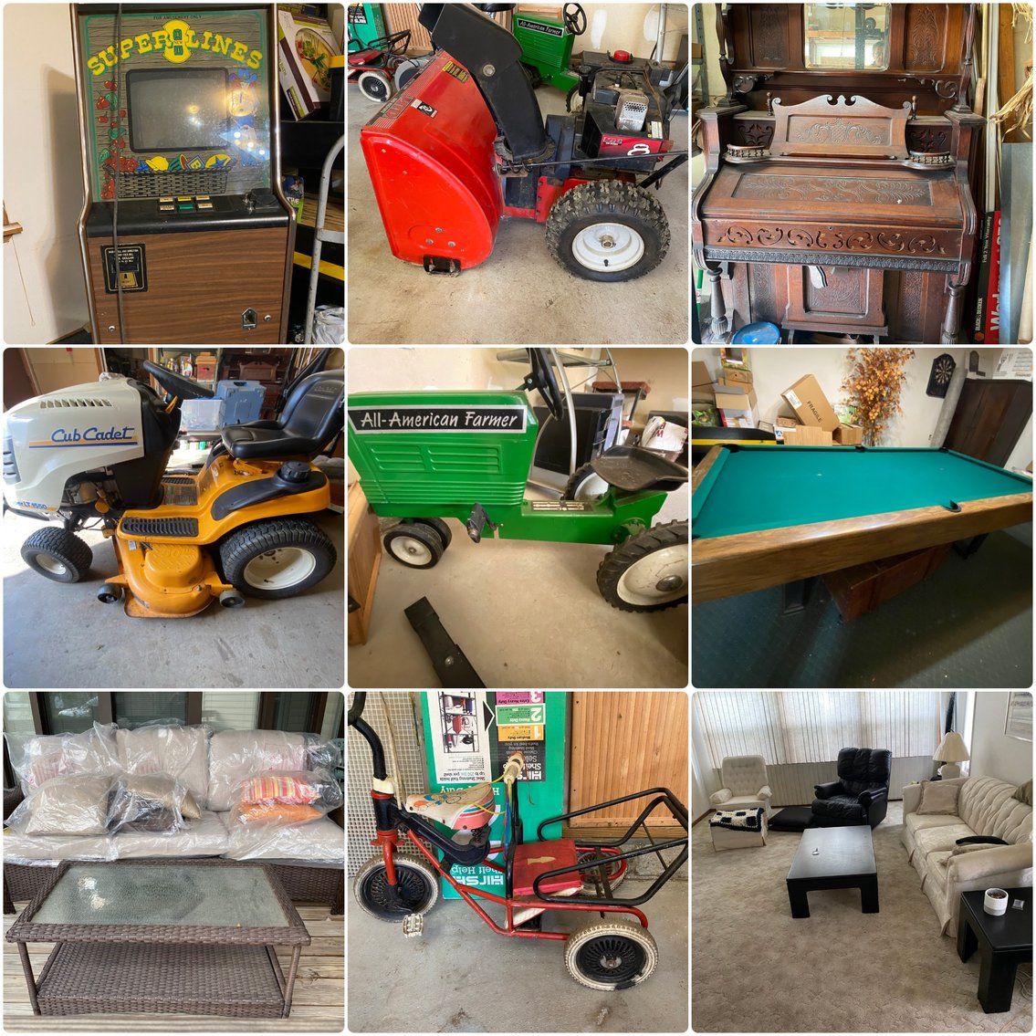 Image for Uniontown, PA – Online Moving Auction: Pedal Tractor, Lawn and Garden Equipment, Arcade Bowling Set, Home Furnishings, and More!