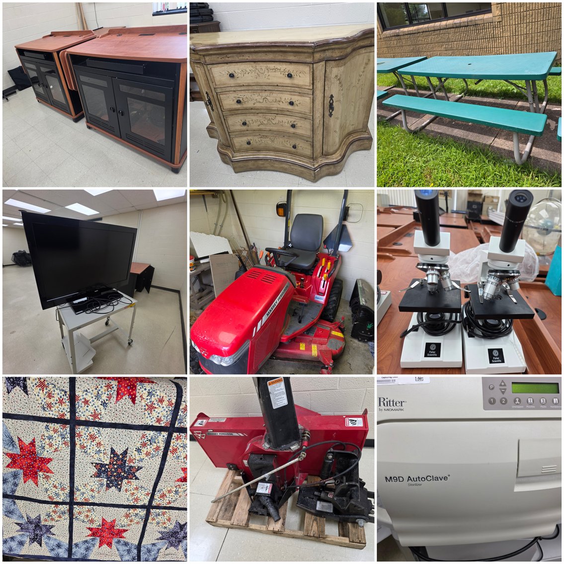 Image for Saulsville, WV – SWVCTC Liquidation: MF Tractor w/Snow Blower, Electronics & IT Hardware, Quilted Wall Hangings, Classroom Furniture & More!
