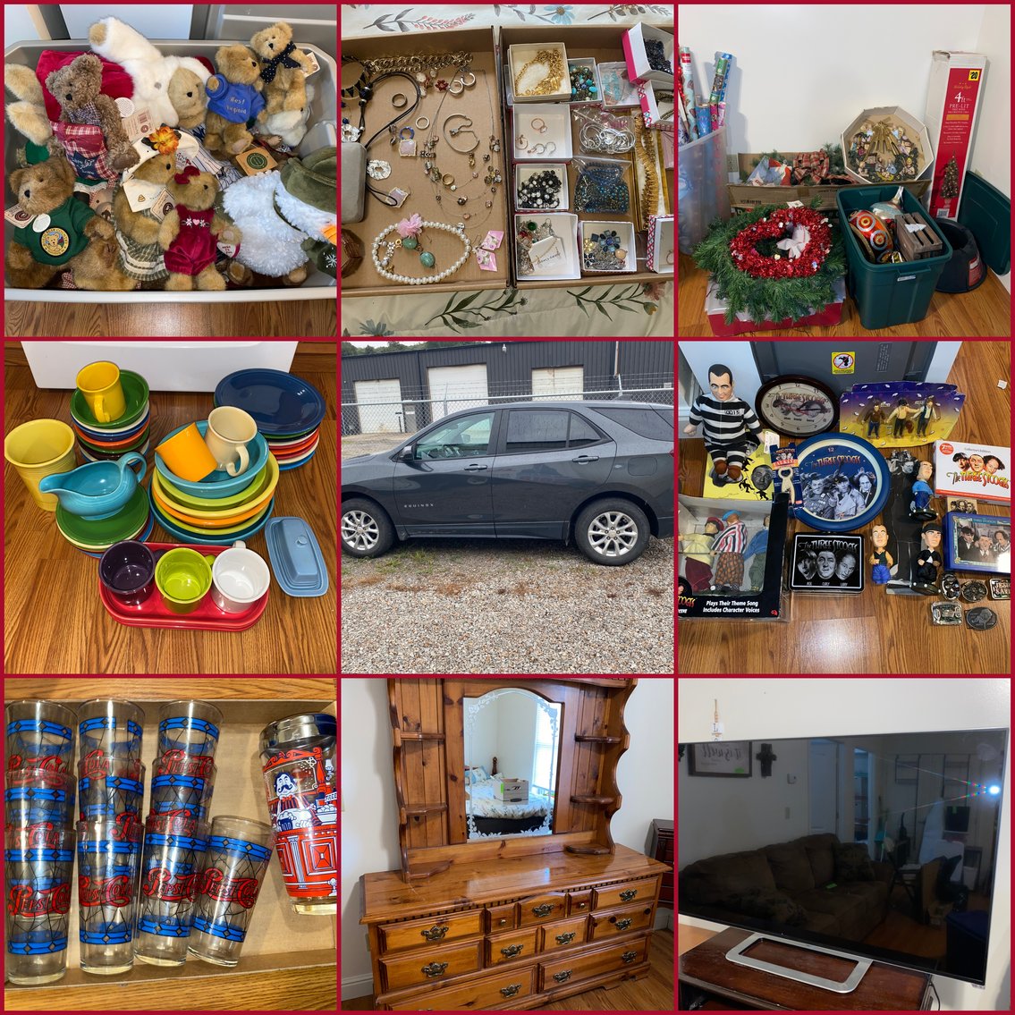 Image for Shinnston, WV – Online Estate Sale: 2021 Chevrolet Equinox, Large Selection of Fiesta ware, Kitchen Items and Appliances, Christmas Decorations, Boyd’s Bears, Toys, Three Stooges Collection, Quality Women’s Clothing and Much More!