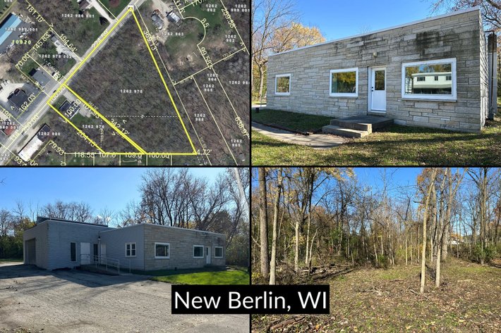 Image for Commercial Property on W National Ave Offered in 2 Parcels, 2700± Sq Ft Building on 0.8± Acres and 3.5± Acre Vacant Lot - New Berlin, WI