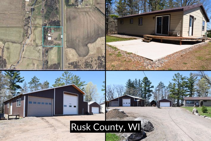 Image for 3 Bedroom, 1 Bath Ranch Style Home on 2± Acres with 38x45 Heated Shop, 30x45 Pole Shed near Ladysmith - Rusk County, WI