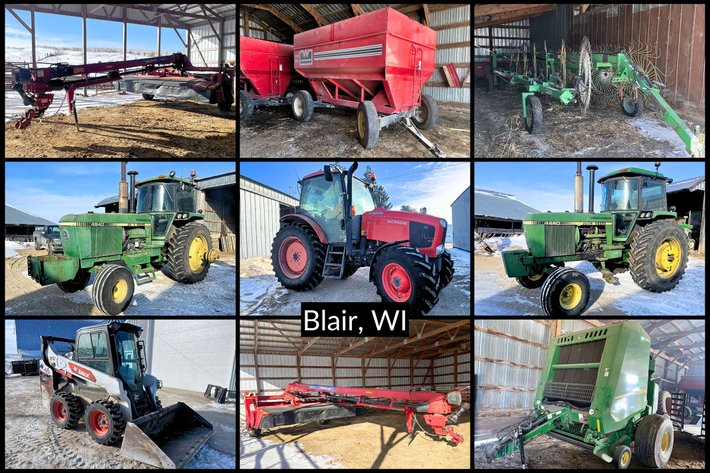 Image for Lorcrest Farms Inc/Darrel Lorch Estate - JD 4440 Power Shift, JD 4840, JD 560 M Round Baler, NH 313 Discbine, Kubota 135 & Bobcat S64 - Blair, WI